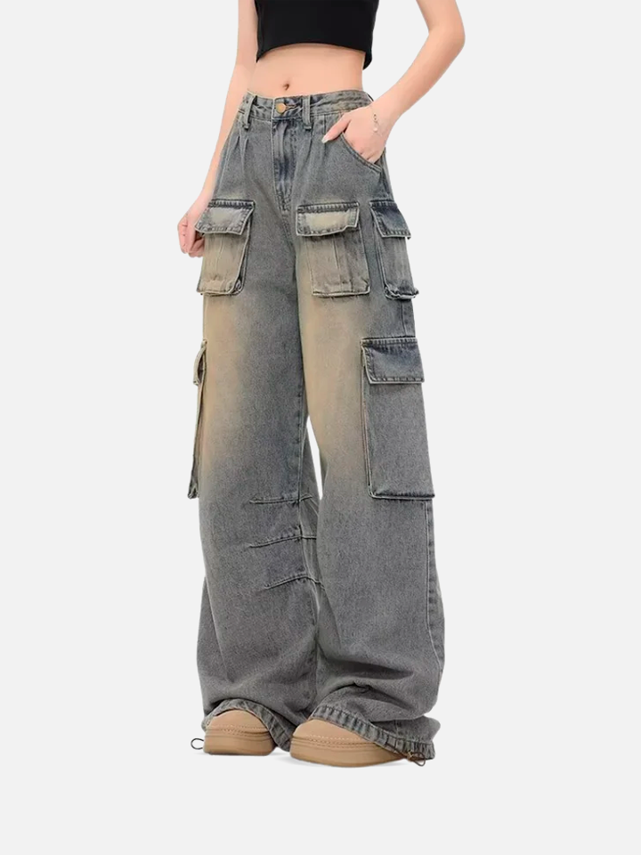 Calça Cargo Feminina Jeans 'High Trendy' – Asteric