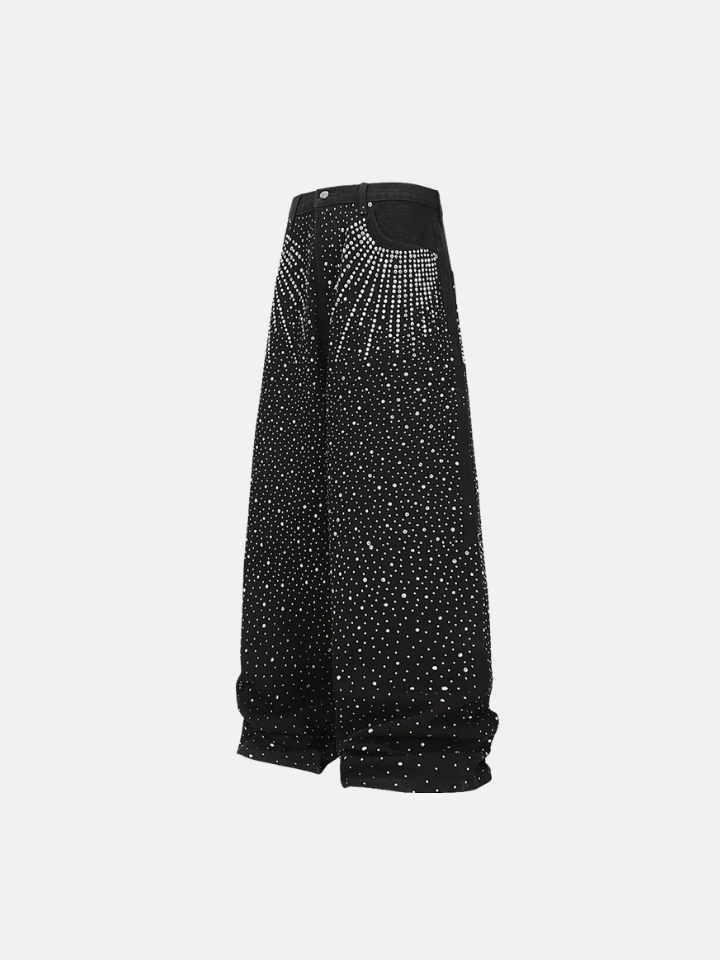 Calça Baggy Jeans Rhinestone Asteric "Points"